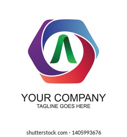 Letter A and Hexagon Shape Technology Logo Vector