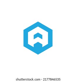 letra A diseño del logotipo del vector hexagón
