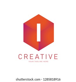 I letter hexagonal logo. Hexagon Logo concept. Creative Minimal design template. Symbol for Corporate Business Identity. Creative Vector element