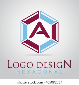 A letter in the hexagonal logo. Vector template design elements for your application, websites and business  identity.