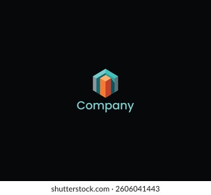Letter A Hexagonal Tower, Modern Geometric Logo for Innovative and Creative Companies