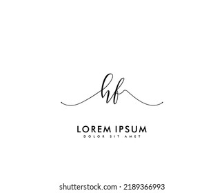Letter HF Initial handwriting logo with signature and hand drawn style.