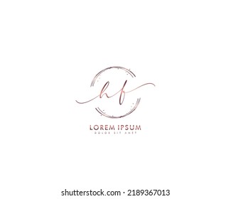 Letter HF Initial handwriting logo with signature and hand drawn style.