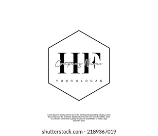 Letra HF logotipo de escritura manual inicial con firma y estilo dibujado a mano.