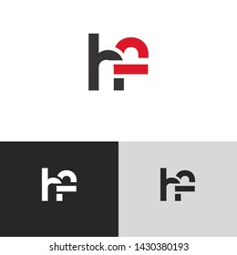 Letter hf linked lowercase logo design template elements. Red letter Isolated on black white grey background. Suitable for business, consulting group company.