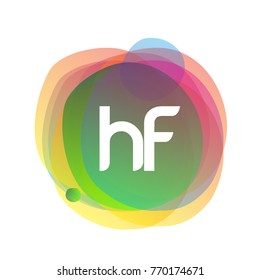 Letter HF logo with colorful splash background, letter combination logo design for creative industry, web, business and company.
