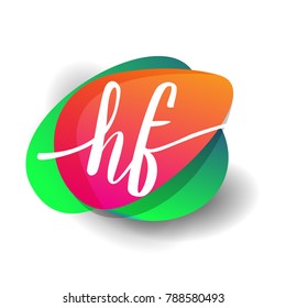 Letter HF logo with colorful splash background, letter combination logo design for creative industry, web, business and company.