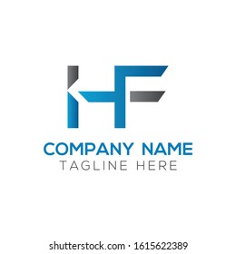 letter HF Logo Design Linked Vector Template With Blue And Grey. Initial HF Vector Illustration