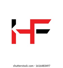 letter HF Logo Design Linked Vector Template With Red And Black. Initial HF Vector Illustration