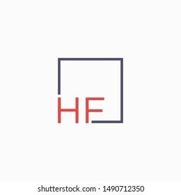 Letter HF Logo design with square frame line art. business consulting concept. studio,room,group icon. Suitable for business, consulting group company. - vector