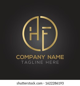 letter HF Logo Design Vector Template. Initial Gold And Silver Letter Design HF Vector Illustration