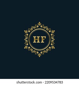 Letter HF logo with Luxury Gold template. Elegance logo vector template.