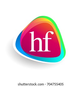 Letter HF logo in triangle shape and colorful background, letter combination logo design for company identity.