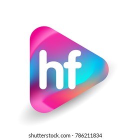 Letter HF logo in triangle shape and colorful background, letter combination logo design for business and company identity.

