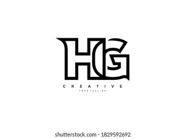 Letter HG GH G H Minimalist Monogram Outline Logo