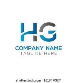 plantilla de vectores de diseño con logotipo HG con azul y negro. Ilustración del vector HG inicial