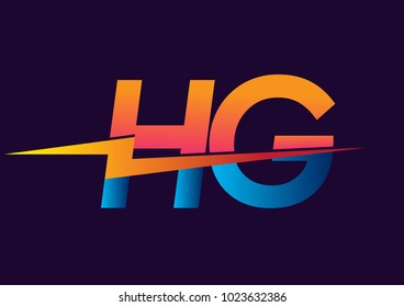 Letter HG logo with Lightning icon, letter combination Power Energy Logo design for Creative Power ideas, web, business and company.