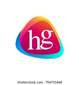 Letter HG logo in triangle shape and colorful background, letter combination logo design for company identity.