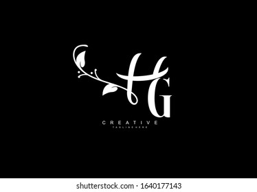 Letter HG Logotype Linked Simple Monogram Flourishes Black White Color