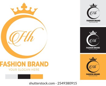 Letter Hh Crown Fashion Logo. Design vector template.