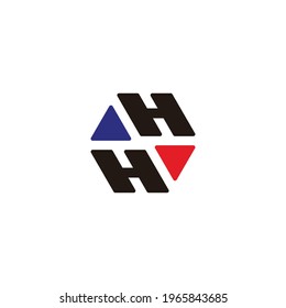 letter hh hexagonal arrows symbol geometric logo vector