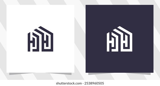 letter hh with home logo design vetor