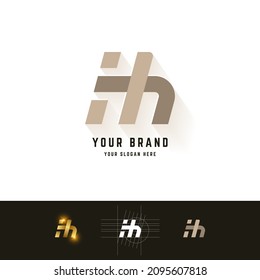 Logotipo de letra Hh o ih monograma con diseño de método de cuadrícula