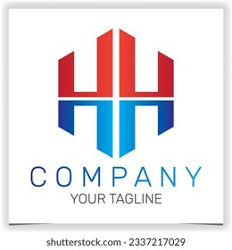 letter HH initial hexagon logo icon premium elegant template vector eps 10