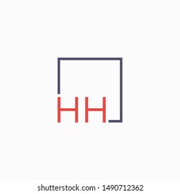 Letter HH Logo design with square frame line art. business consulting concept. studio,room,group icon. Suitable for business, consulting group company. - vector
