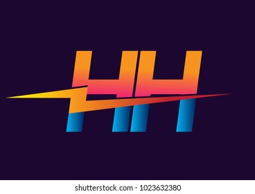 Letter HH logo with Lightning icon, letter combination Power Energy Logo design for Creative Power ideas, web, business and company.