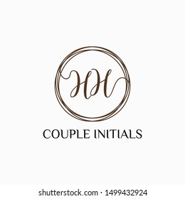 Letter HH logo template. Creative fashion logo design, couple letter , beauty icon. Initial handwriting or handwritten logo for identity. Logo with hand drawn style. wedding concept -vector