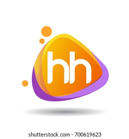 Letter HH logo in triangle splash and colorful background, letter combination logo design for creative industry, web, business and company.