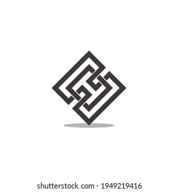 letra hh simple sombra geométrica vector