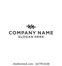 letter hh sound wave logo design vector illustration template
