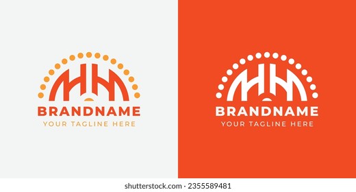 Letter HH Sunrise  Logo Set, suitable for any business with HH initials.