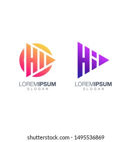 letter Hi gradient collection logo design