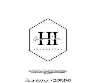 Letter HI Initial handwriting logo with signature and hand drawn style.
