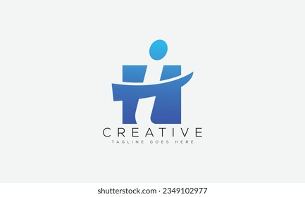 Ilustración vectorial de la plantilla de diseño del logotipo HI de la letra.