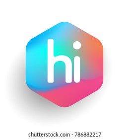 Letter HI logo in hexagon shape and colorful background, letter combination logo design for business and company identity.
