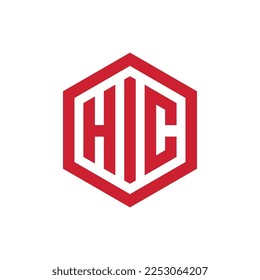 Diseño del logotipo de la letra HIC, logotipo en forma de hexágono