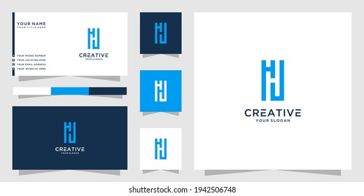 Letter hj hhj logo and business card design