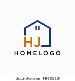 letter HJ Line House Real Estate Logo. home initial H J concept. Construction logo template, Home and Real Estate icon. Housing Complex Simple Vector Logo Template. - vector