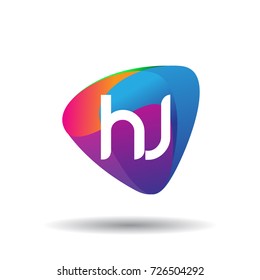 Letter HJ logo with colorful splash background, letter combination logo design for creative industry, web, business and company.