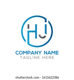 letter HJ Logo Design Linked Vector Template With Blue And Grey. Initial HJ Vector Illustration