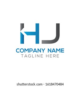 letter HJ Logo Design Vector Template With Blue And Black. Initial HJ Vector Illustration