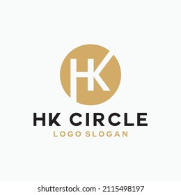  Letter HK circle gold logo vector image