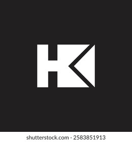 Letter HK or KH initial unique stylish art icon logo design vector monogram, negative space and modern branding business identity concept.