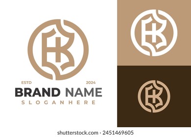 Letter Hk or Kh Monogram logo design vector symbol icon illustration