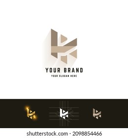 Letter HK or LK monogram logo with grid method design