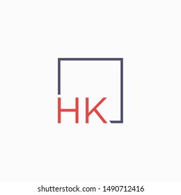 Letter HK Logo design with square frame line art. business consulting concept. studio,room,group icon. Suitable for business, consulting group company. - vector